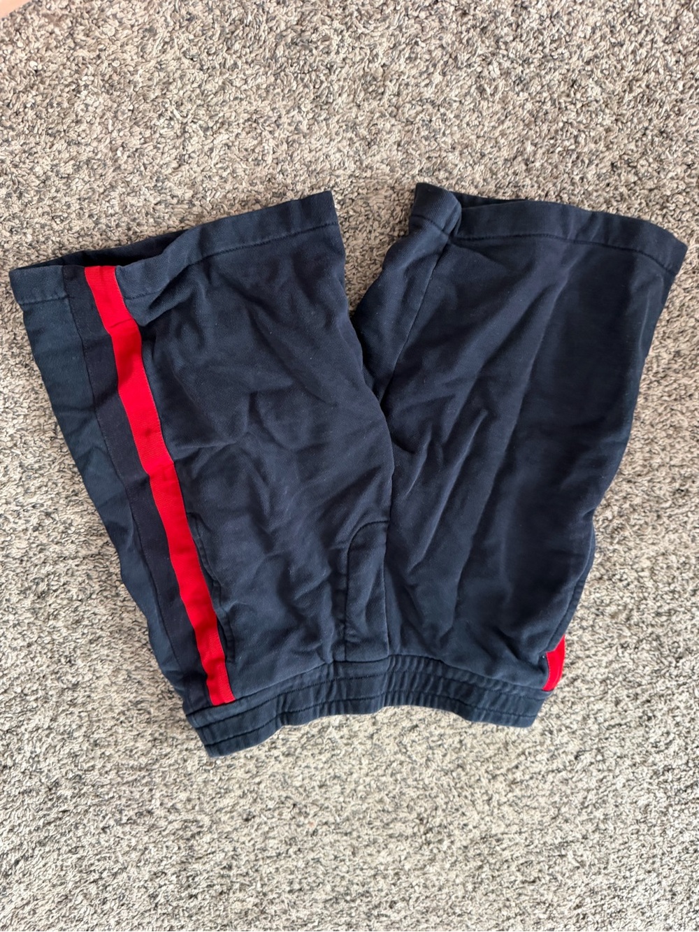 Moncler Navy Shorts with Red Side Stripe